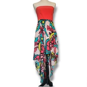 Judith March Strapless Lightweight High‎ Low Midi Chiffon Dress Size Small